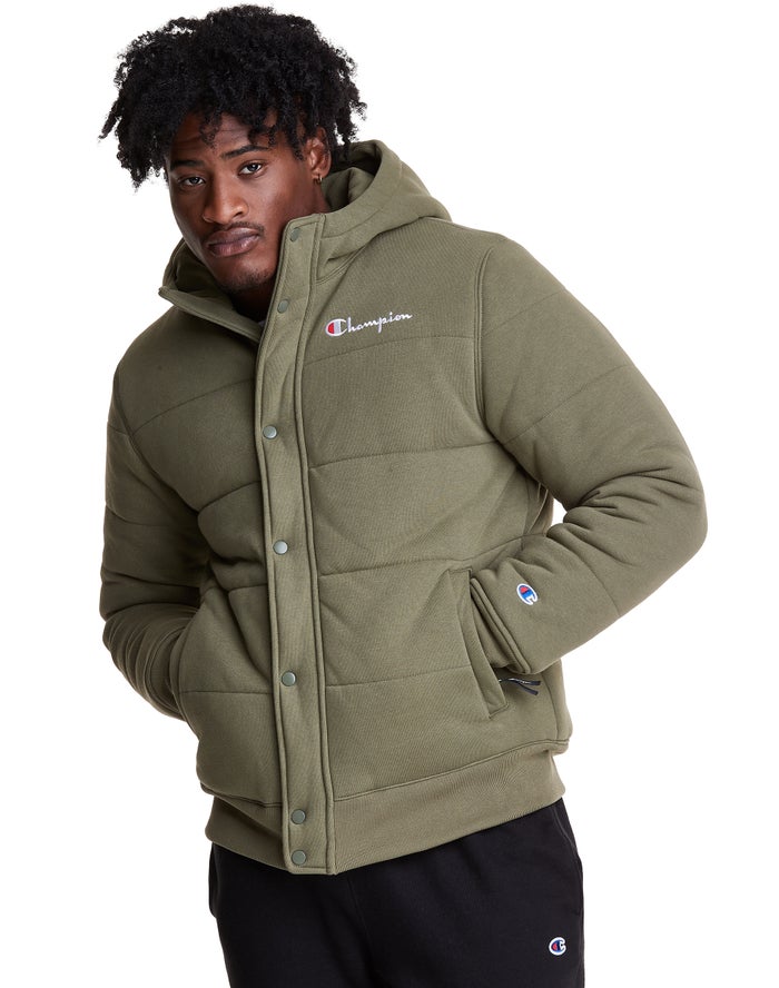 Champion Herre Jakke Olivengrøn - Reverse Weave Puffer - Danmark TML-254639